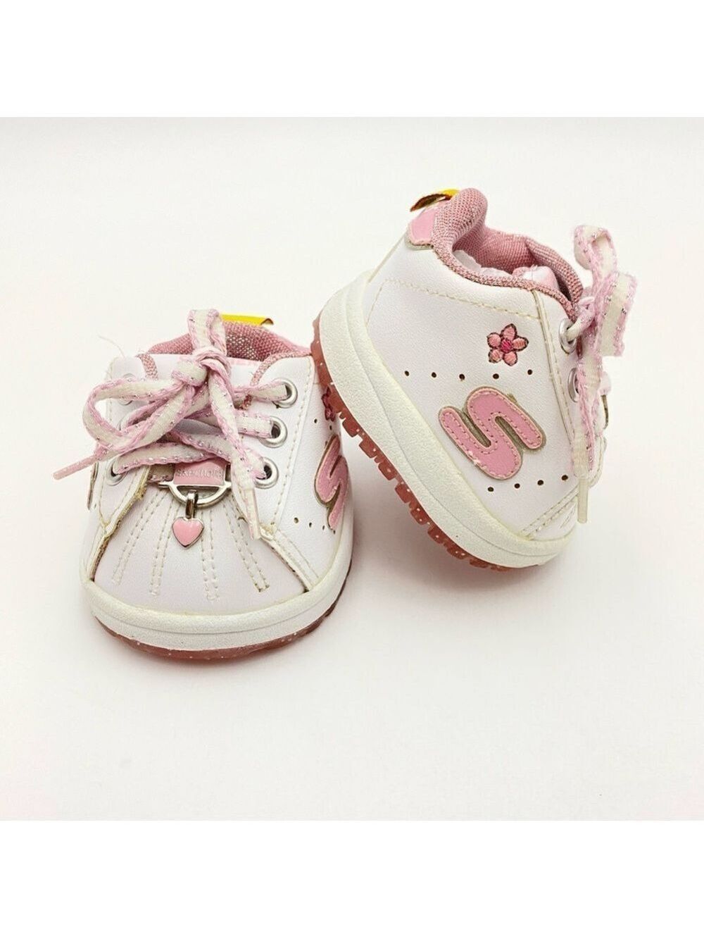 Build A Bear BAB Skechers Sneakers Pink and White Lace Up